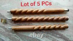 Lot of 5 PCs 3 Fold Brown Wooden Rope Spiral Walking Stick Cane For Head Handle