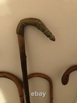 Lot of 6 Vintage Wooden Canes Walking Sticks Various Styles see photos