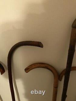 Lot of 6 Vintage Wooden Canes Walking Sticks Various Styles see photos
