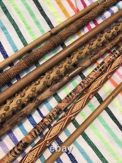 (Lot of 8) Vintage Wooden Canes Walking Sticks 1940 era Wood Carved Classics