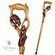 Luxury Walking Stick Cane Staff Wooden Hand Carved Crafted Bear & Gazelle Mens