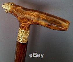 Machairodontinae BURL Wooden Handmade Cane Walking Stick Accessories BRONZE