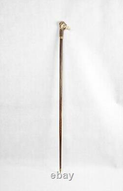 Mammoth Design Antler Horn Bone Cane Head Brown Cane Wooden Bronze Walking Stick
