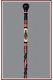 Mason Symbol Embroidered Wooden Walking Stick, Carved Cane With Staff Handle
