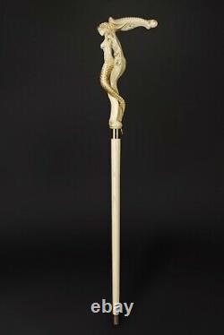 Mermaid Deluxe Walking Stick Beautiful Cane for Gift Wooden Hiking Handmade
