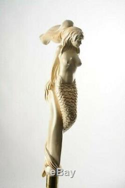 Mermaid PERFECT WALKING STICK WOODEN CANE HAND MADE HAND CARVED CRAFTED STAFF