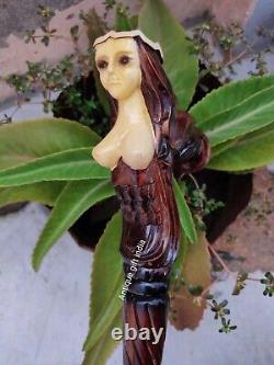 Mermaid Wooden Carved Walking Stick Cane carving cane for man & woman Best Gift
