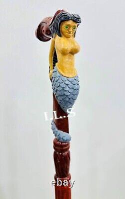 Mermaid Wooden Handle Vintage Walking Stick 36 Cane For Women Christmas Gift