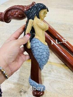 Mermaid Wooden Handle Vintage Walking Stick 36 Cane For Women Christmas Gift