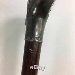 Modern Silver Handle On Earlier Wooden Shaft Walking Stick 1998 79.5cm In Length