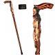 Monster Walking Stick Cane Wooden Hand Carved Naked Girl Hiking Staff For Men