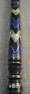 Mother of Pearl & Lapis Inlaid Wooden Stick, Egyptian Ebony Wood Walking Cane
