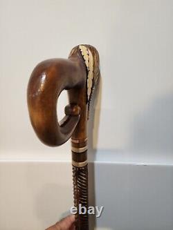 Native American Indian Wooden Walking Stick Cane Vintage