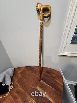 Native American Indian Wooden Walking Stick Cane Vintage