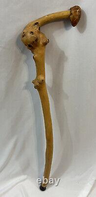 Natural Knotted Wooden Walking Stick Cane Angled Handle Knot Walking Cane 35