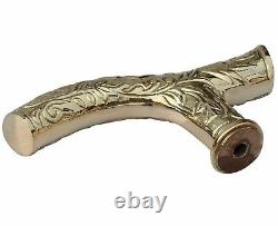 Nautical Designer Brass Handle Only Antique Style Victorian Wooden Walking Stick