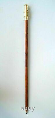 Nautical brass telescope head handle spyglass with wooden walking stick cane