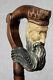 Neptune Wooden Walking Stick Cane Carved Handle