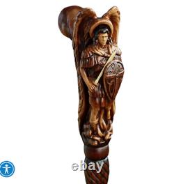 New American Saint Designer Handmade Walking stick cane handle wooden cane Gift