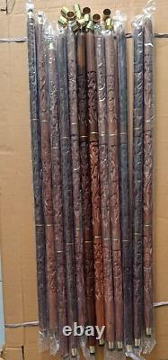 New Antique Designer Lot of 10 Only Wooden Walking Shaft Stick Cane Decor Gift