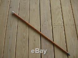 Old Vtg 35 Decorative Silver Top Handle Cane Walking Stick Wood Wooden