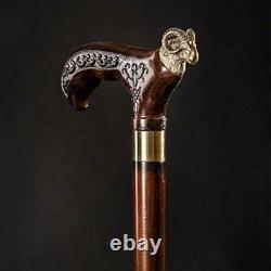 Original Aries Handmade Cane for Men, Wooden Walking Stick for Gift