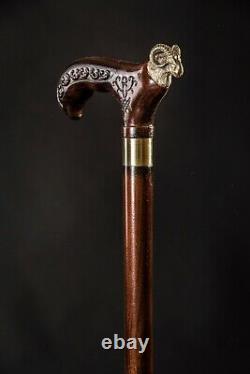 Original Aries Handmade Cane for Men, Wooden Walking Stick for Gift