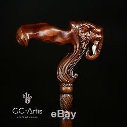 Original GC-Artis Elephant Wooden Walking Stick Cane for men Anatomical Handle