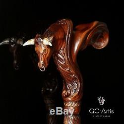 Original GC-Artis Wooden Bull Ox Walking Cane Stick for man Ergonomic Handle