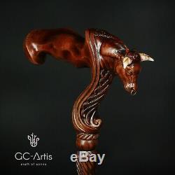 Original GC-Artis Wooden Bull Ox Walking Cane Stick for man Ergonomic Handle