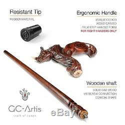 Original GC-Artis Wooden Rhino Walking Stick Cane Ergonomic Palm Grip Handle