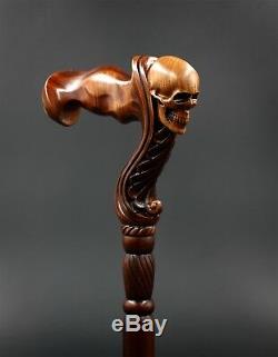 OriginalGC-Artis Wooden Skull Head Walking Cane Stick for men Ergonomic Handle