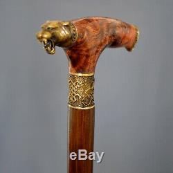Panther Stabilized Burl Handle Wooden Handmade Cane Walking Stick Unique