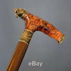 Panther Stabilized Burl Handle Wooden Handmade Cane Walking Stick Unique