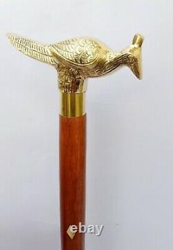 Polished Brass Handle Victorian Design Vintage Wooden Walking Cane Stick replica