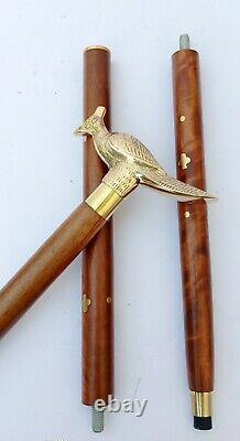 Polished Brass Handle Victorian Design Vintage Wooden Walking Cane Stick replica