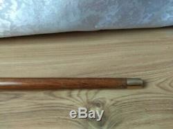 RARE Vintage carved Walking Stick wooden Cane with open Handle knife Bronze