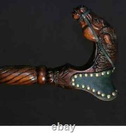 RARE horse Marquetry Fully Handmade Leather Wooden Walking Cane Walking Stick