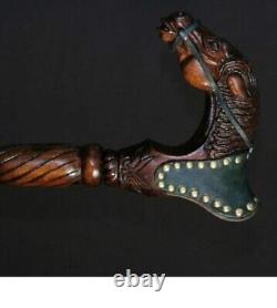 RARE horse Marquetry Fully Handmade Wooden Walking Cane Walking Stick