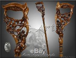 Ram Unique Wooden Walking Stick Cane Hiking Staff Hand Carved Wood Crafted MZ10