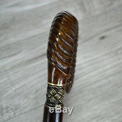 Ram's horn Walking Stick Cane Oak Handle Wooden Handmade Exclusive Unique