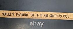 Rare Antique 1937 4-H Pig Contest Wooden Walking Cane Stick Hand Carved