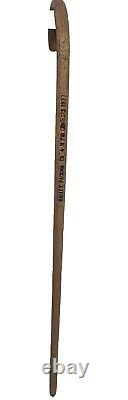 Rare Antique 1937 4-H Pig Contest Wooden Walking Cane Stick Hand Carved