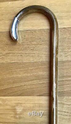 Rare Antique Birmingham 1886 Wooden Cane Walking Stick Sterling Silver Vintage