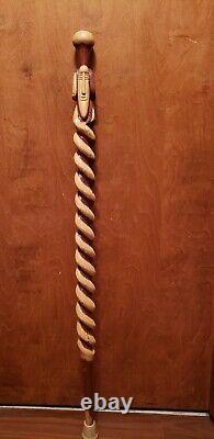 Rare Vintage- One of A Kind Hand Carved Wooden Walking Stick/Cane! Nice