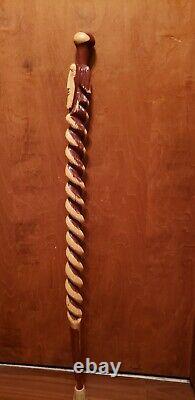 Rare Vintage- One of A Kind Hand Carved Wooden Walking Stick/Cane! Nice