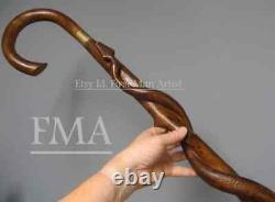 Rare Walking Stick Wooden Design Snake Walking Cane gift