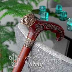 Raven Walking Stick Cane Solid Bronze Brass Metal Staff Wooden Handle Shaft