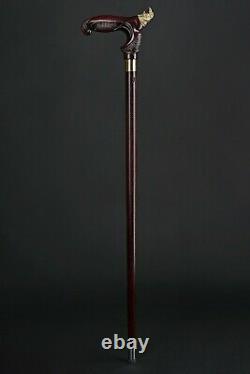 Rhino Exclusive Walking Stick, Wooden Cane for Gift, Hand Carved Hiking Stick
