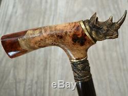 Rhinoceros Stabilized Hybrid Burl Handle Wooden Handmade Cane Walking Stick #A20